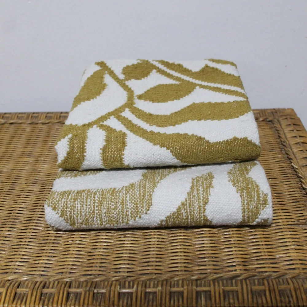 Williams Sonoma Gold/Off White Botanical Pillow Covers .   2 pillow covers.
